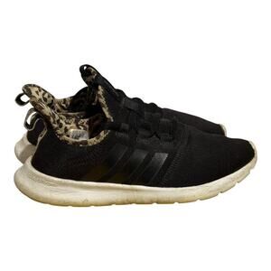 Adidas Cloudfoam Pure 2.0 Leopard Lined Black Sneakers Women's Size 8.5 Comfort